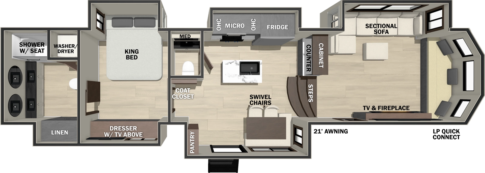 Cedar Creek Cottage Fifth Wheels 413FWC Floorplan